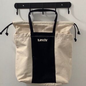 Levi's Cream and Black Tote with Bold Stripe